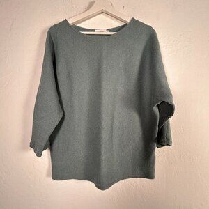 The Reset R Label Womens Ribbed Knit Top S/M Green Dolman Sleeve Pullover Casual